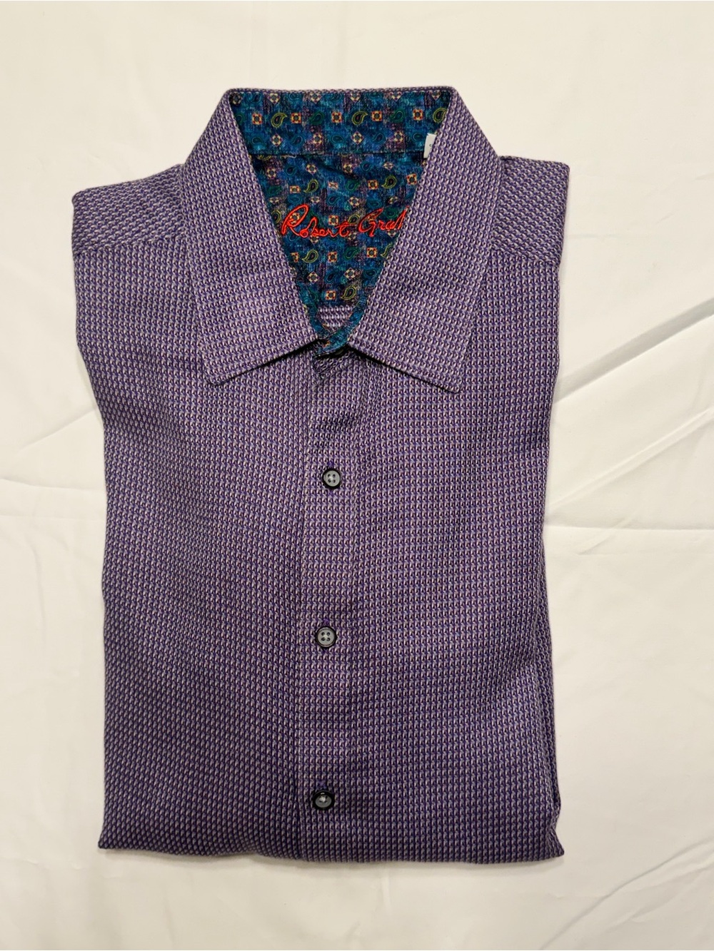 Robert Graham Purple Micro-Pattern Button-Down Shirt with Blue  Accents XL 1068